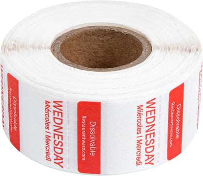 Restaurantware RW Smart 1 Inch x 1 Inch Food Rotation Labels 500 Dissolvable Food Safety Labels - Premium Trilingual Orange Paper Day Of The Week Labels For Food Storage Or Prep Saturday