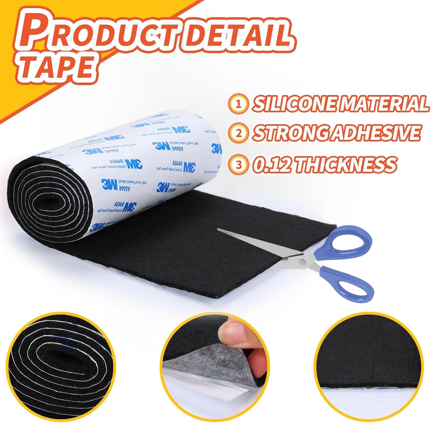 Felt Furniture Pads, 40 x 5 x 0.12 Inch Felt Strips | Non Slip Self Adhesive Cuttable Heavy Duty Felt Tape for Protecting Hardwood Floors Chair Wall Protector, Black