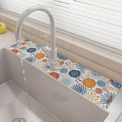 24" X 5.5" Kitchen Sink Splash Guard Faucet Mat Mandala Super Absorbent Fast Drying Faucet Guard & Draining Mat Sink Splash Guard Behind Faucet for Kitchen, Bathroom
