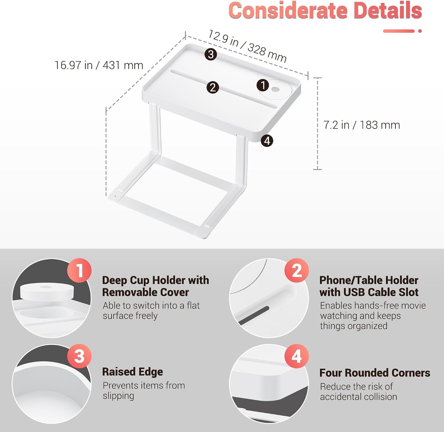 KIWIFOTOS Raised Bedside Shelf for Bed Tray Table Under Mattress | for Box Spring Plate Platform Bed Nightstand Shelf Bedside Caddy College Dorm Room raised bedside table holds up to 6.6 lbs