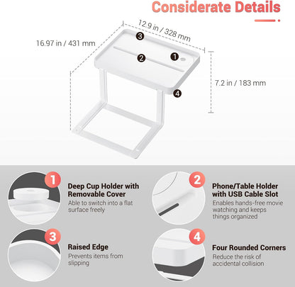 KIWIFOTOS Raised Bedside Shelf for Bed Tray Table Under Mattress | for Box Spring Plate Platform Bed Nightstand Shelf Bedside Caddy College Dorm Room raised bedside table holds up to 6.6 lbs