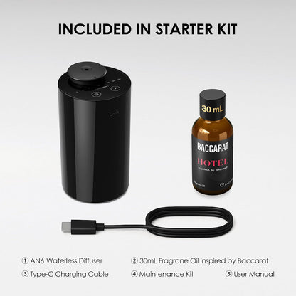 Airversa ADX Waterless Essential Oil Diffuser Starter Kit, Black