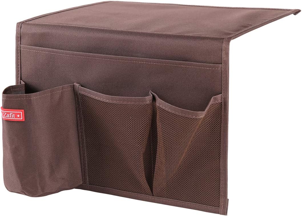 Zafit 5 Pockets Bedside Caddy, Bedside Storage Organizer for Water Bottles, Magazines, Phone, Glasses (5 Pockets-Grey)