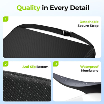 AUVON Gel Ventilation Seat Cushion with Innovation Heat Dissipation Design | Supportive Memory Foam Wheelchair Cushion for Back & Tailbone Comfort, Waterproof Cover, Anti-Sore & Ulcer, Buckle Strap