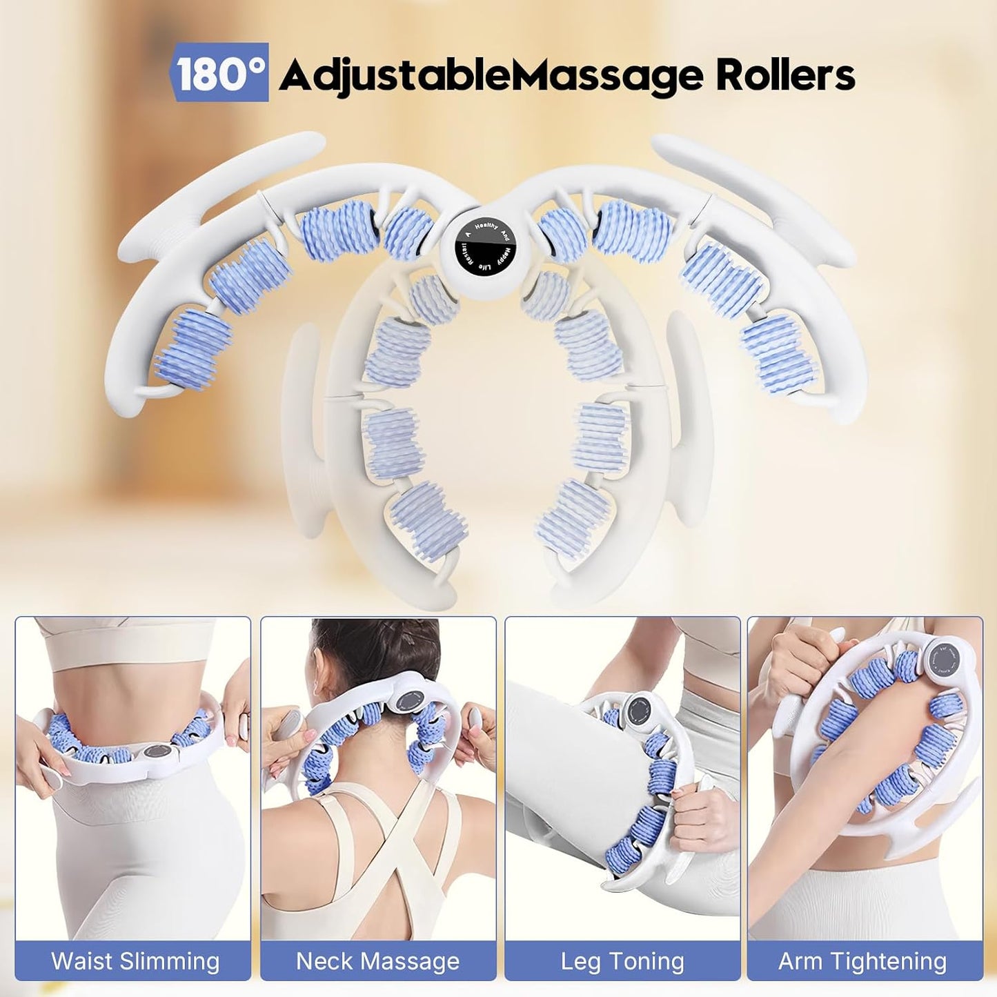 Anti-Cellulite Massage Roller with Handles for Legs & Thighs | Textured roller with detachable handles for legs, thighs and buttocks; compact design for easy storage.