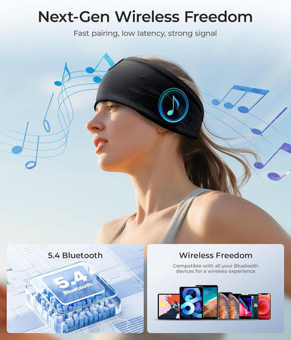 ink-topoint Sleep Headphones Bluetooth Headband, Wireless Sports Earphones | Sleeping Headphone for Side Sleepers with HD Stereo Speakers Breathable Headbands for Running, Yoga, Travel, Women&Men