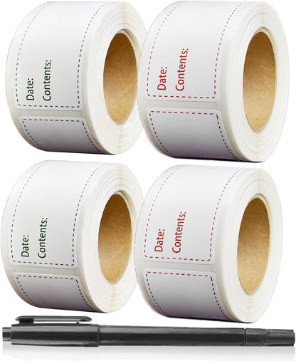 JIEHENG 350Pcs Removable Freezer Labels,1x3 inch Food Labels with 2 Colors | Easy Application,Strong Adhesion,Easy Peel off Labels for Food Storage
