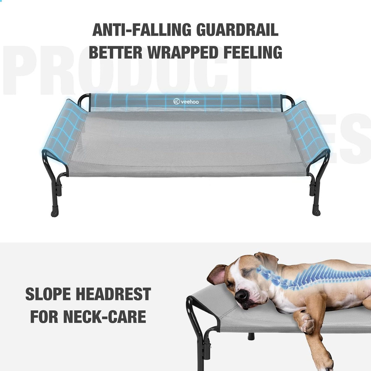Veehoo Elevated Dog Bed with Plush Heated Pad, Raised Dog Bed for Cat & Dog