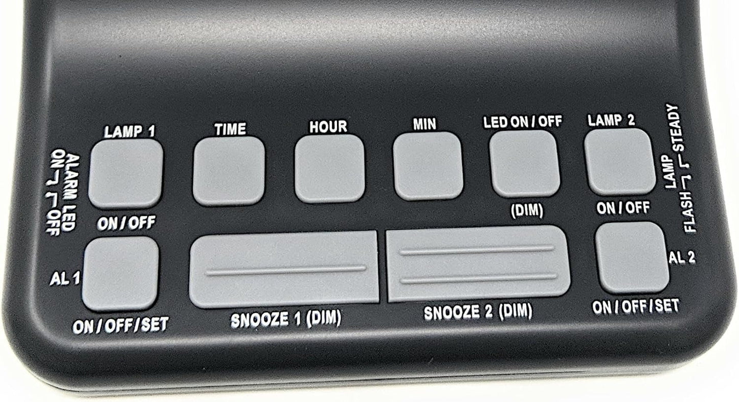 Futuristic 2 Silent Alarm Clock with Bright Flashing LED Lights for Deaf, Hard of Hearing, Heavy Sleepers | Dual Alarms, Built-in USB Chargers | Wake Up Gently