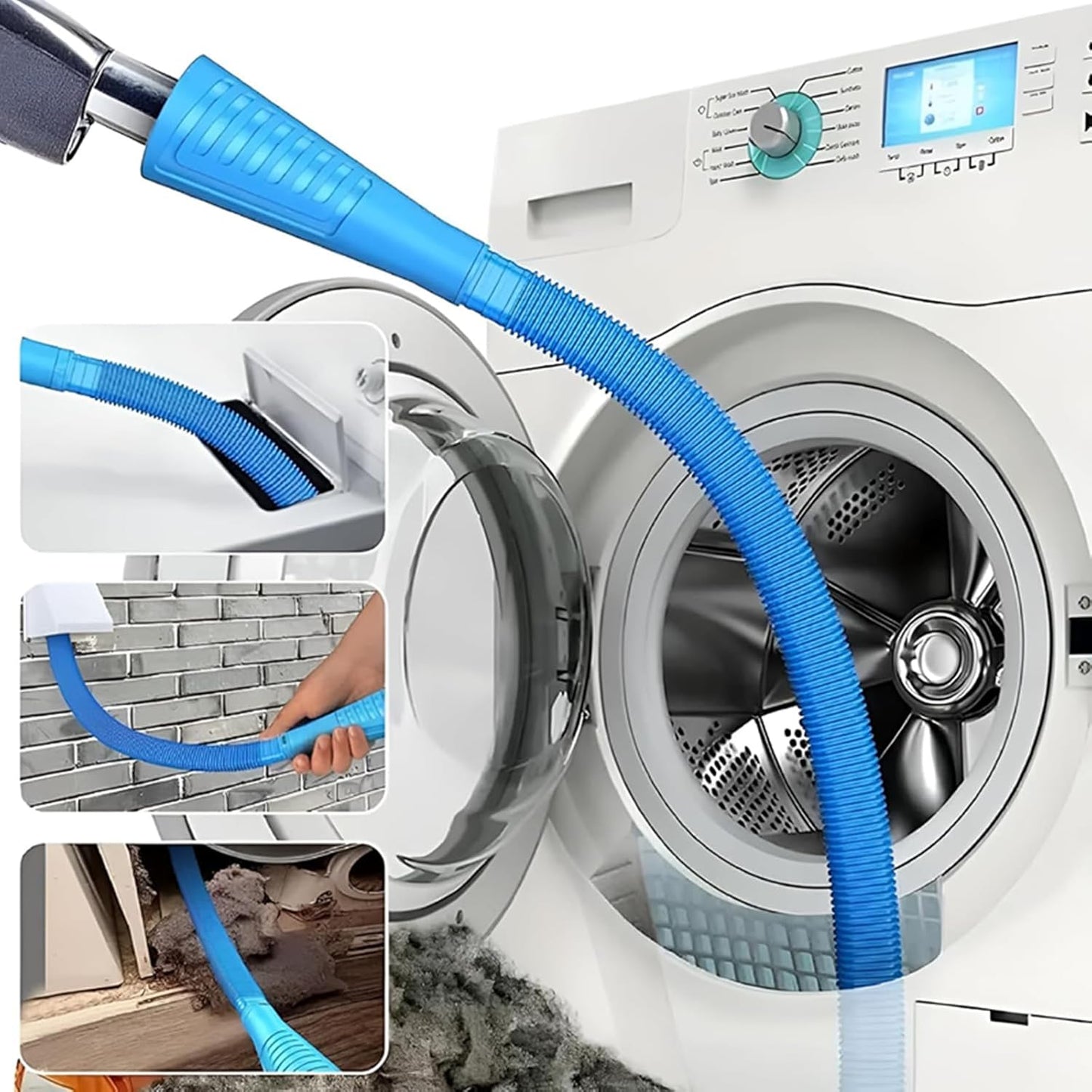 Universal Dryer Vent Cleaner Kit Compatible with Most Vacuum Cleaner Include Vacuum Hose Attachment Accessories Brush Lint Act Brush,Dryer Vent Vacuum Hose with Basic Protective Gloves