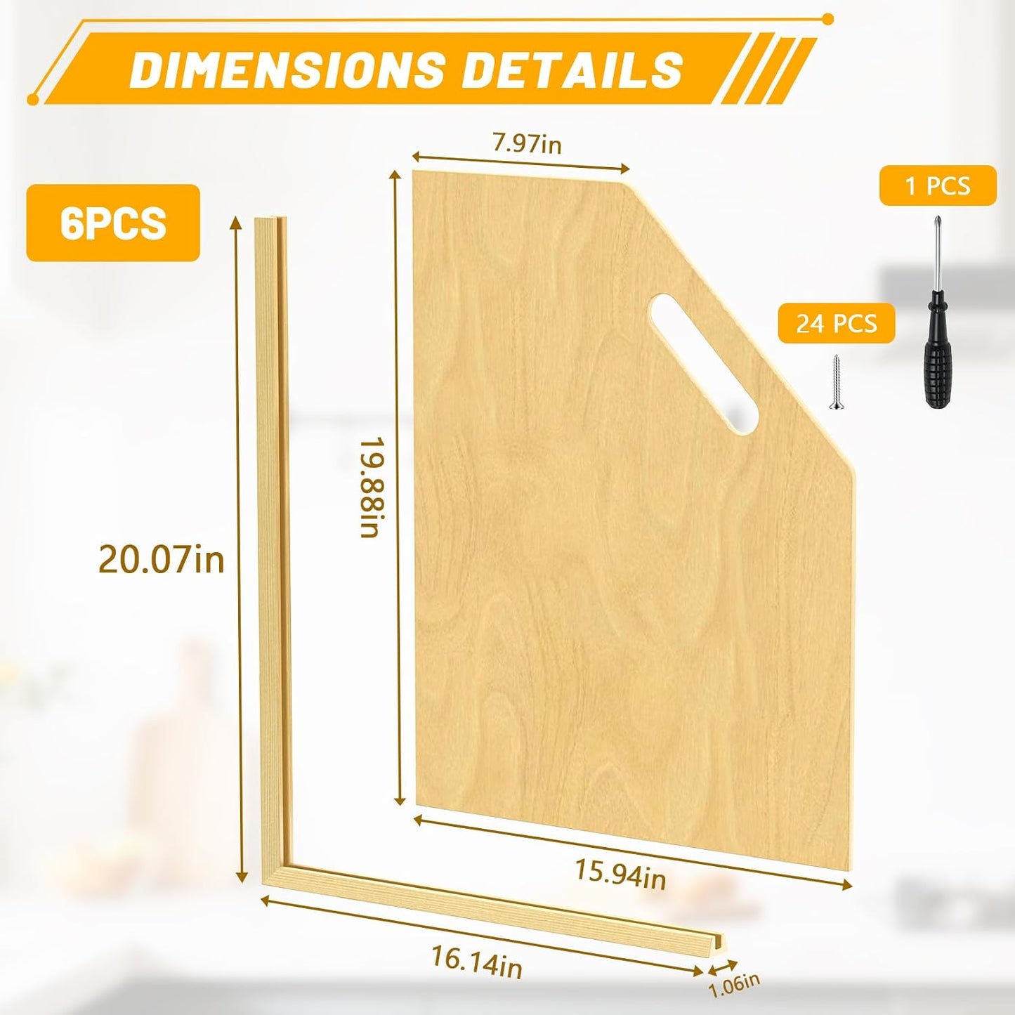 6 Pack Wood Tray Dividers Organizer For Kitchen Cabinet | Adjustable Vertical Cookie Sheet Organizer, Cabinet Dividers Organizer For Pots, Cutting Board, Pans, Lids, Baking Sheets