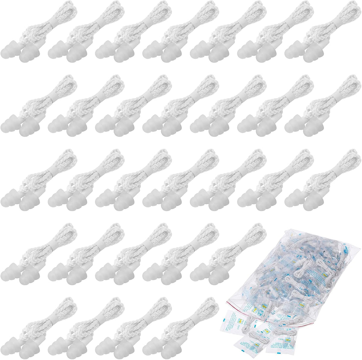 Tondiamo 200 Pairs Ear Plug Bulk with Cord Reusable Silicone, Fresh