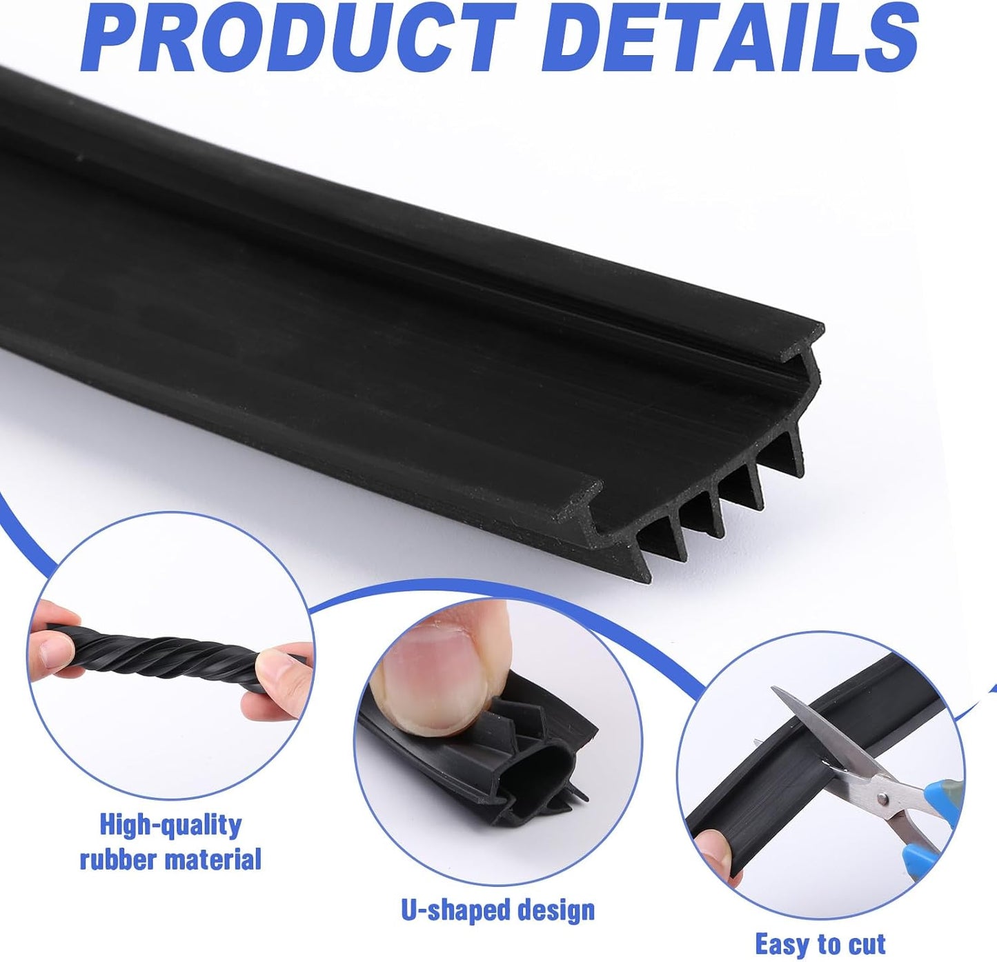 Nuanchu 1 Pc U Shaped Rubber Door Bottom Sweep, 36 Inch, Black | Weatherproof Stripping Seal for Exterior Front Doors, Noise Reducing, Rubber Door Seal Bottom Only