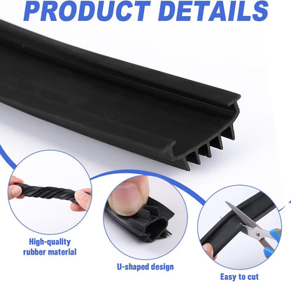 Nuanchu 1 Pc U Shaped Rubber Door Bottom Sweep, 36 Inch, Black | Weatherproof Stripping Seal for Exterior Front Doors, Noise Reducing, Rubber Door Seal Bottom Only