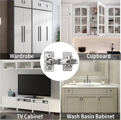 Cabinet Hinge Repair Plate Kit, 12Pcs Hinges Repair Fixing Plates | Stainless Steel for Kitchen Cupboard Door Replacement Rust Resistant With Mounting Screw
