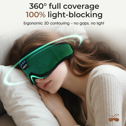Bamboo Cotton Sleep Mask with Bluetooth Headphones, 100% Blackout, Grey