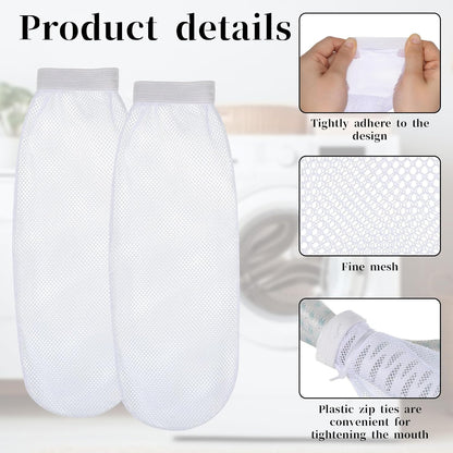 9 PCS Washer Lint Catcher, Include 3 Washing Machine Lint Catcher and 6 Cable Ties Elastic Washer Drain Lints Catchers for Washing Machine Hose Linting Filtration, White