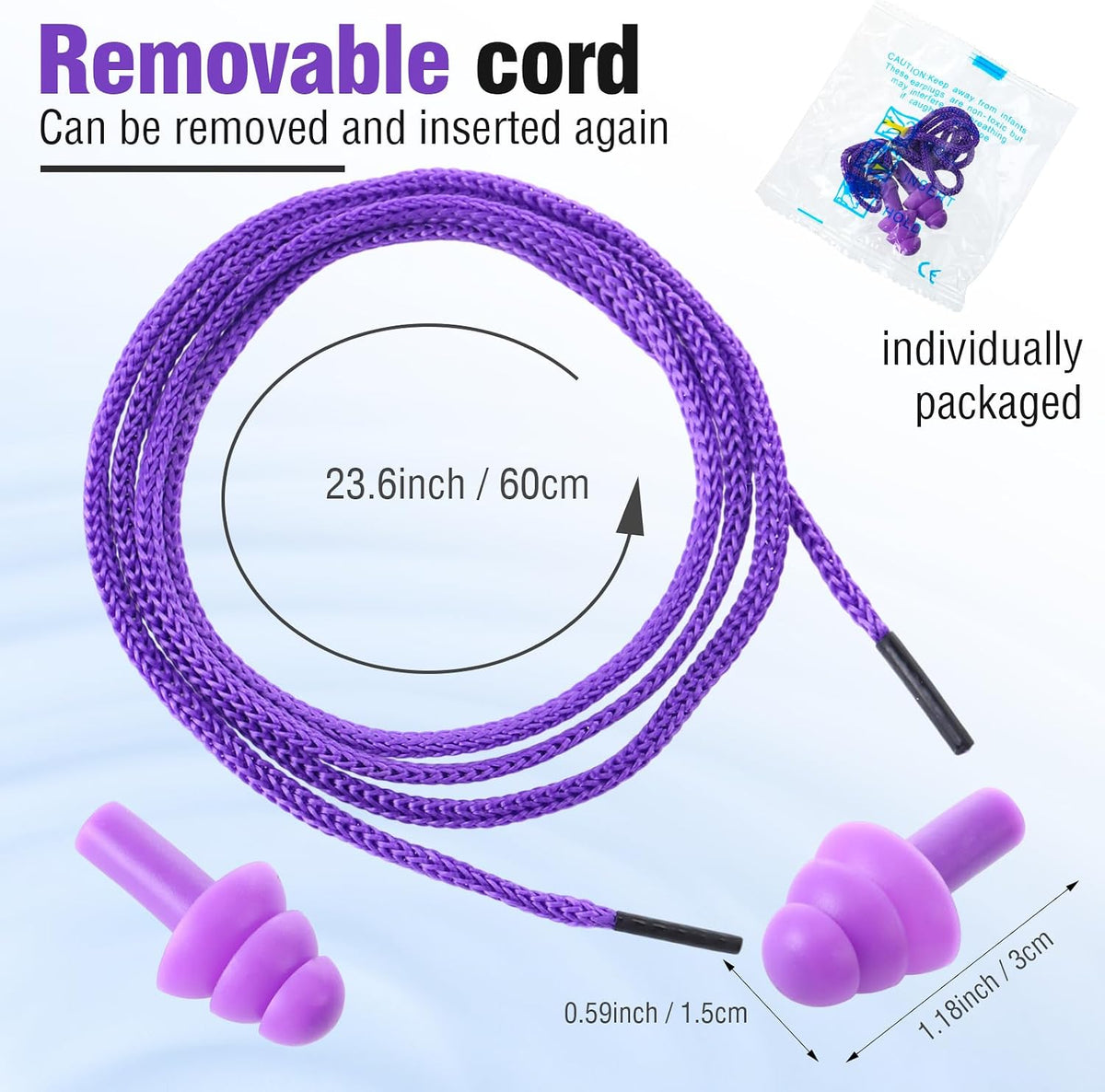 Tondiamo 200 Pairs Ear Plug Bulk with Cord Reusable Silicone, Fresh