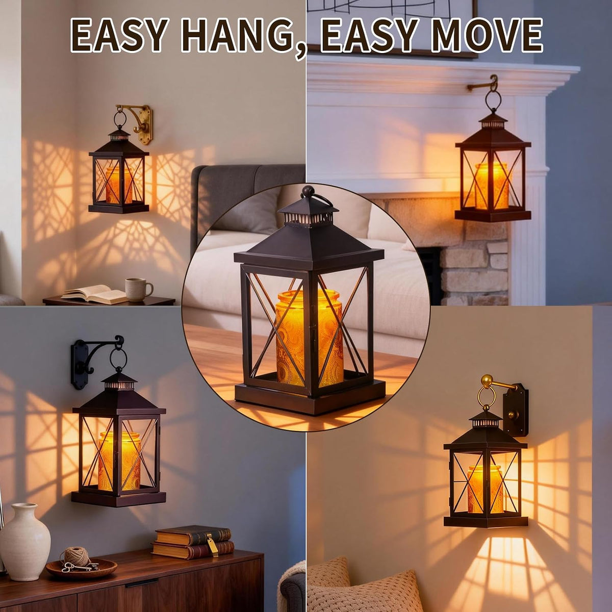 2026 New Candle Warmer Lamp with Timer,Compatible with 3 Wick Candles Jars,Vintage Candle Warmer Lantern Lamp,Dimmable Farmhouse Candle Lamp Warmer,Fully Enclosed and Hanging Up Designed