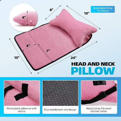 Recliner Head Pillow for Neck, Recliner Pillow for Headrest, Sofa, Chair | Breathable Velvet Cover, Plush Fill; Recliner, Sofa, Office Chair; Adjustable, Non-Slip, Ergonomic; OEKO-TEX Certified