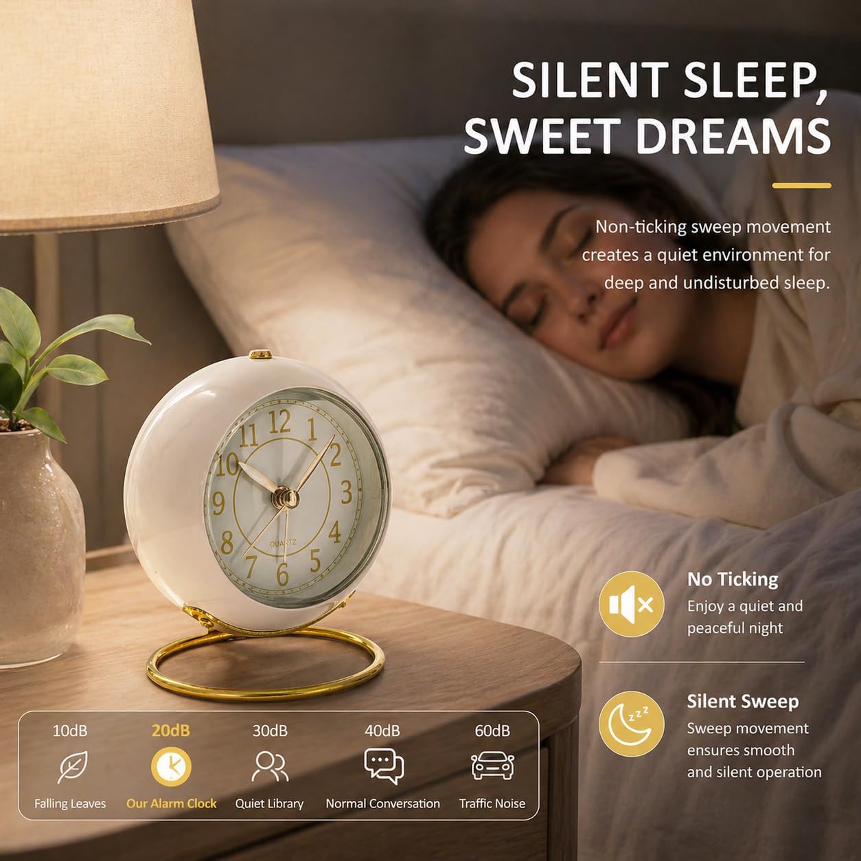 AYRELY® Battery Operated Analog Desk Alarm Clock with Light, Table Clock | Retro Aesthetic Clock with Silent Non-Ticking Movement for Bedside, Bedroom, Kitchen, Office, Travel & Kids' Room(Light Pink)