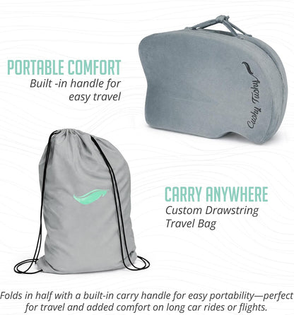 Cushy Tushy Premium Foldable Travel Seat Cushion - for Relief of Lower Back, Sciatic, Butt and Tailbone Pain - for Home & Office Use, Perfect for Travel or Driving - Coccyx Seat Cushion