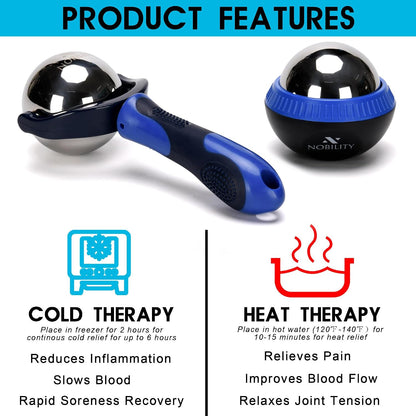 Nobility Massage Ball Roller– Ice Cold and Hot for Deep Tissue and Sore Muscle Relief of Stiffness and Stress, Body, Neck, Back, Foot, Plantar (Black)