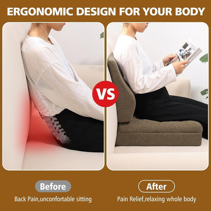 Recliner Cushion for Elderly with Lumbar Support Pillow - 20x20x5 Inch Extra Thick Recliner Seat Cushion for Seniors Relief Back Pain and Tailbone Pain from Long Sitting Non-Slip Bottom