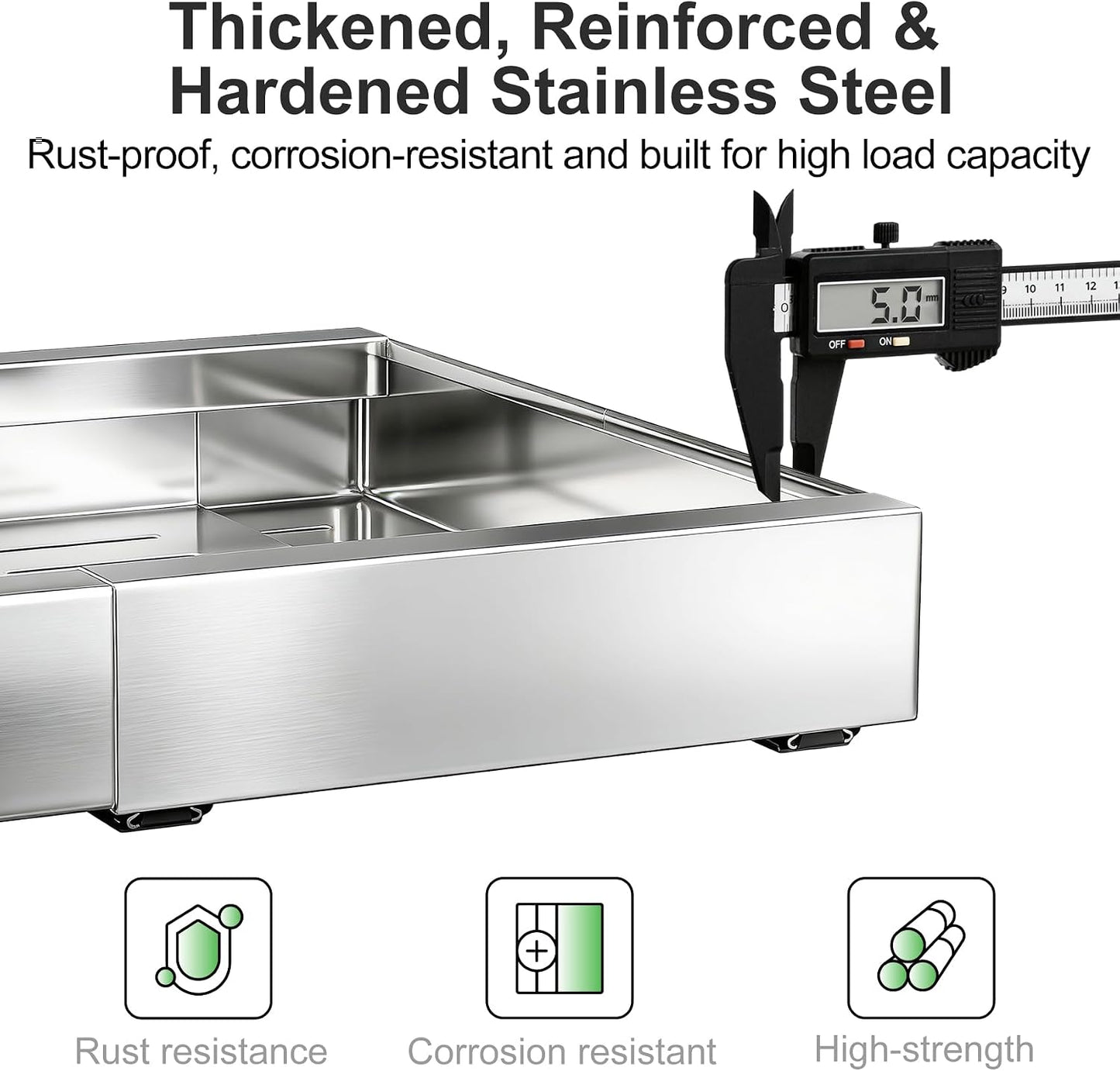 Kitstorack Pull out Cabinet Organizer, Expandable(12"-20") Heavy Duty Slide out Drawers Fixed with Adhesive Nano Film for Pots, Roll out Shelf Storage for Kitchen Base Cabinet Organization(White)