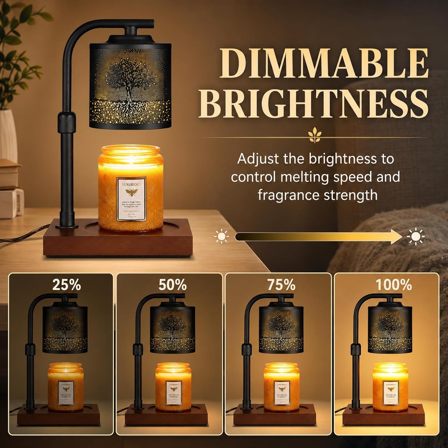 Candle Warmer Lamp Adjustable Height Dimmable for Jar Candles Hummingbird