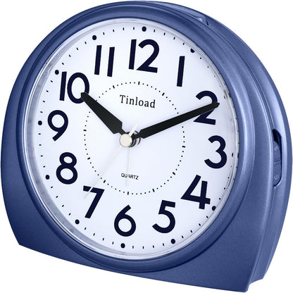 Tinload 5.5" Large Analog Alarm Clock Silent Non Ticking, Gentle Wake, Beep Sounds, Increasing Volume, Battery Operated Snooze and Manual Light, Easy Set