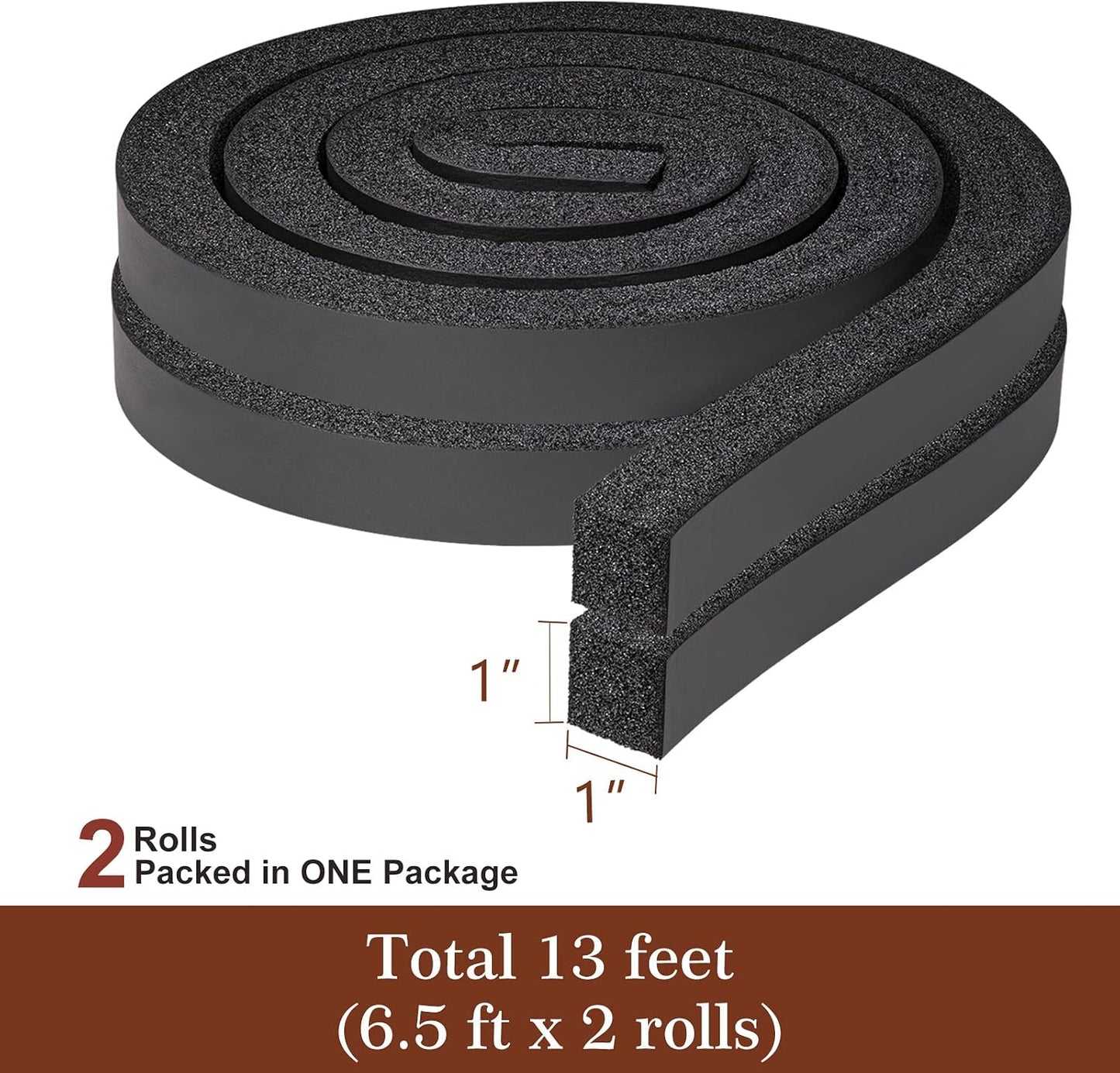 Yotache Open Cell Foam Air Conditioner Insulation Seal Strip 2"x1", 6.5 Ft | Non-Adhesive, Air Conditioning Weather Strip