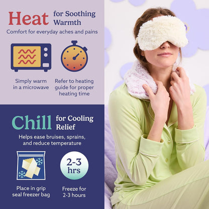 warmies Microwavable Shoulder Heating Pad, Neck Warmer & Heat Pack, Snowy | Steady Pressure, Cooling Relief, Scented with Calming French Lavender, Microwave 30 sec, Freeze 2-3 hrs, Soft Faux Fur