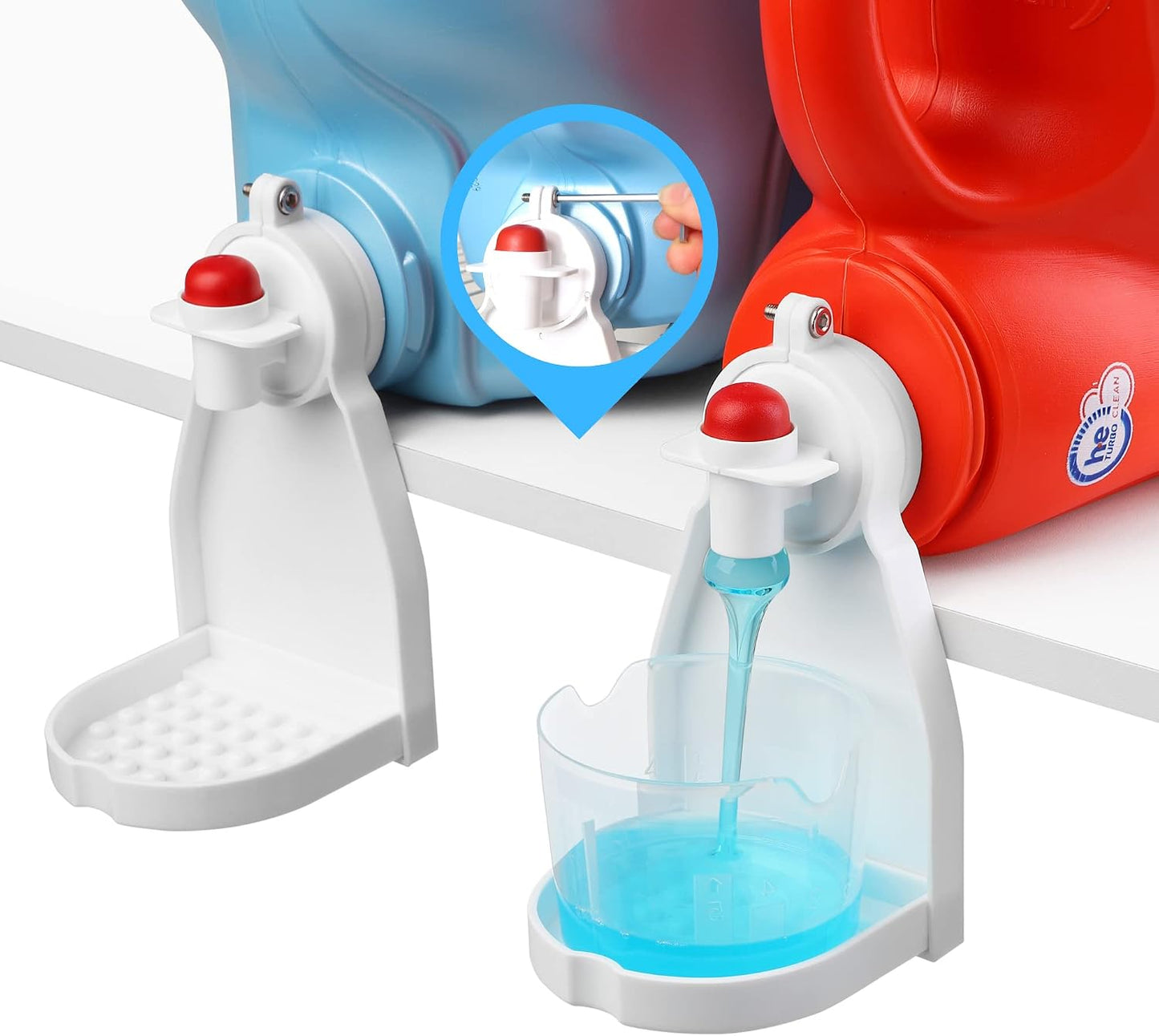 Detergent Cup Holder Set of 2, Besuerte Tidy Cup Laundry Detergent Drip Catcher Leak for Laundry Room Durable- No-Fall, No Drips or Spills【Grey】
