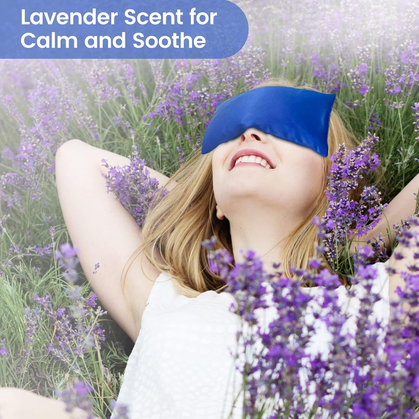 SuzziPad Hot & Cold Lavender Eye Pillow for Relaxing, Sapphire, 4 Packs | Washable Weighted Yoga Eye Mask For Meditation, Dry Eye Soothing & Sleep; Blocks Light, Soothes Migraines & Ocular Discomfort