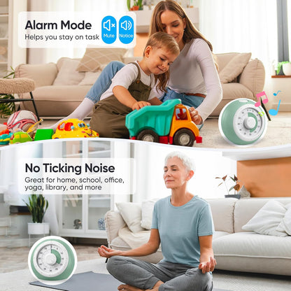 Visual Timer for Kids, 60-Minute Silent Countdown for Classroom | Home, Office, Kitchen, Rainbow Pattern Desk Timer, Time Management Tools with Silent Operation, Pomodoro Timer (Green)