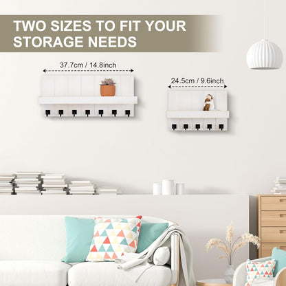 Key Holder for Wall, Decorative Key Holder with Shelf | Key and Mail Holder Wall Mount, Farmhouse Decor with 5 Key Hooks for Keys, Coats, ect.