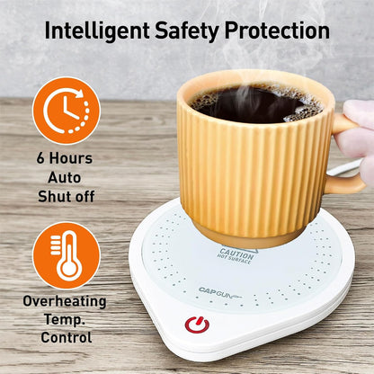 25W Electric Candle Warmer for Coffee Mugs, 75℃ Heating & Auto Shut-Off, Spill-Proof Desk Warmer for Beverages (White)