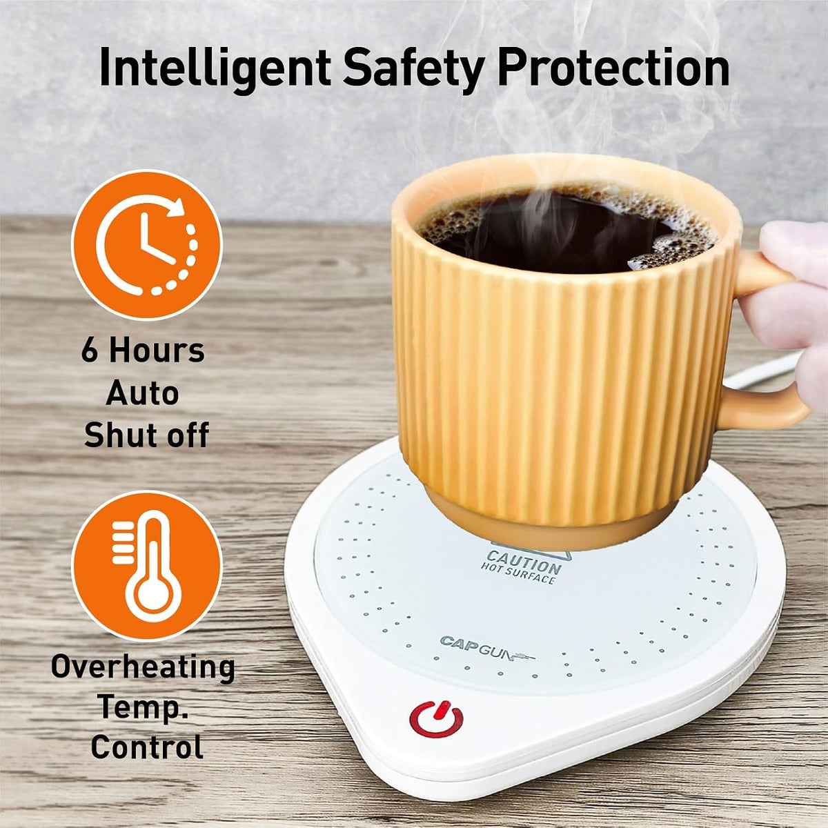25W Electric Candle Warmer for Coffee Mugs, 75℃ Heating & Auto Shut-Off, Spill-Proof Desk Warmer for Beverages (White)