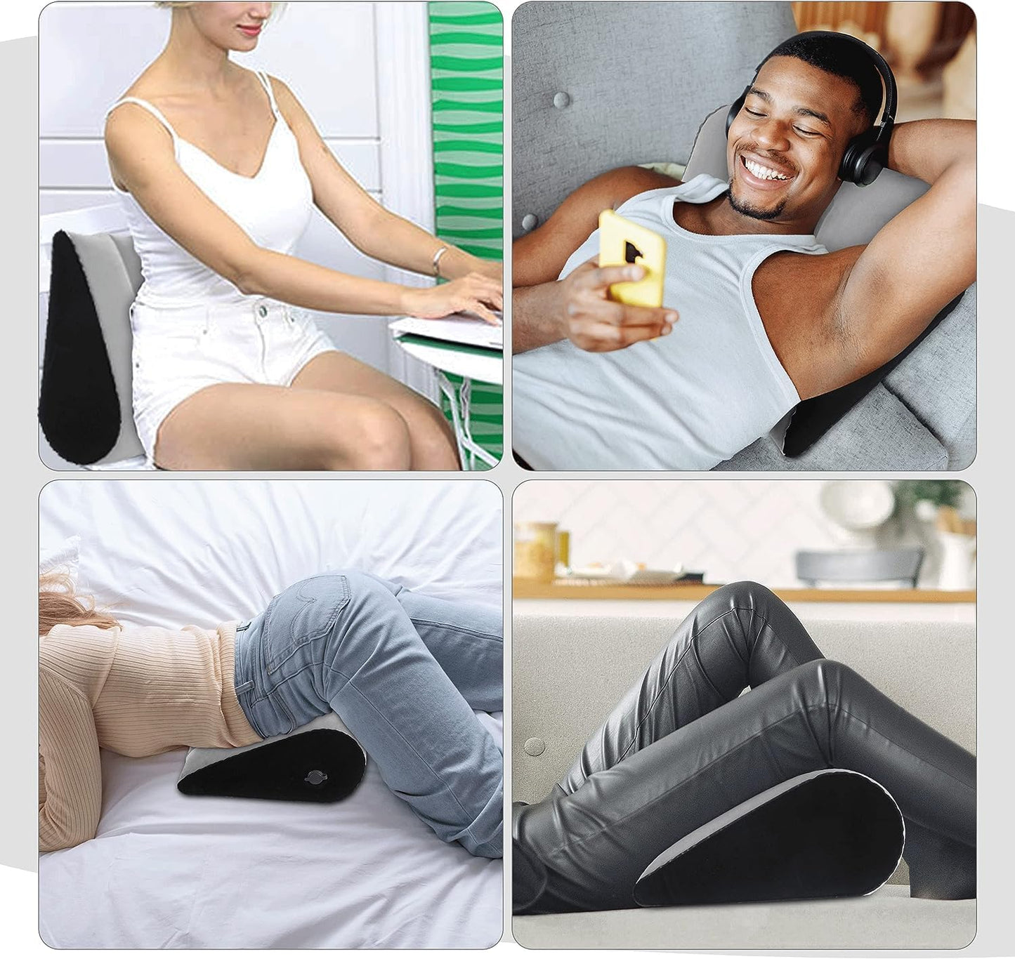Prosixtoy Portable Wedge Pillow Inflatable Cushion - Body Positioners Lightweight Wedge Pillow for Sleeping, Leg Elevation, Use in Bed, Travel, Camping, Fast Inflating Deflation (Grey)