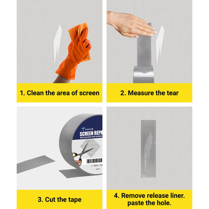 TORTO9 Window Screen Repair Kit, 3-Layer Strong Adhesive & Waterproof Tape Fiberglass Covering mesh (Gray, 2 Inch x 6.5 FT)