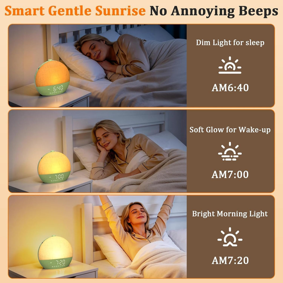 Sunrise Alarm Clock with Sound Machine - Natural Wake-Up Gradual Light