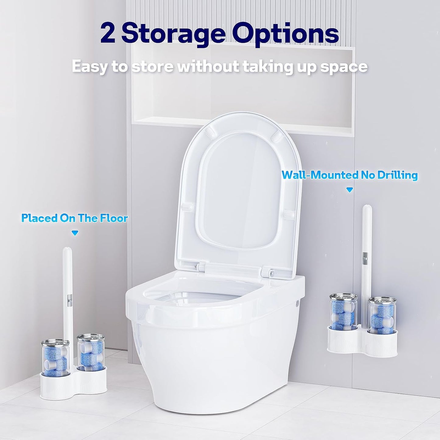 Pumice Stone Toilet Bowl Cleaner 8Ct, 18in Extra Long Handle | 18in Extra Long Handle, One-Touch Ejection, Hard Water Stains Ring Limescale Remover, Toilet Bathtub Grill Pool Sink