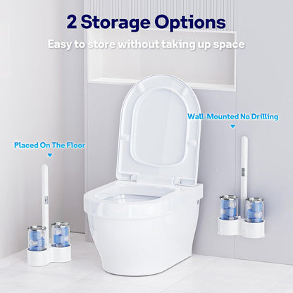 Pumice Stone Toilet Bowl Cleaner 8Ct, 18in Extra Long Handle | 18in Extra Long Handle, One-Touch Ejection, Hard Water Stains Ring Limescale Remover, Toilet Bathtub Grill Pool Sink