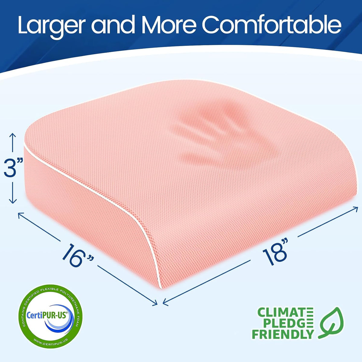SweetSlubr Memory Foam Seat Cushion, Office Chair Cushion, 3-Inch, Large