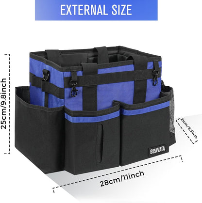 SCAVATA Compact Wearable Cleaning Caddy with Handle & Shoulder Straps | Small Cleaning Supplies Organizer, Under Sink & Car Cleaning Tools Storage Bag for Housekeepers Cleaners, Black