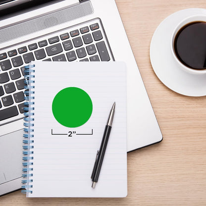 Fluorescent Green Dot Stickers, 2 Inch, 500/Roll | Writable Matte Paper Circle Stickers for Inventory, Classrooms, Offices, Retail, and Color Coding. Made in USA