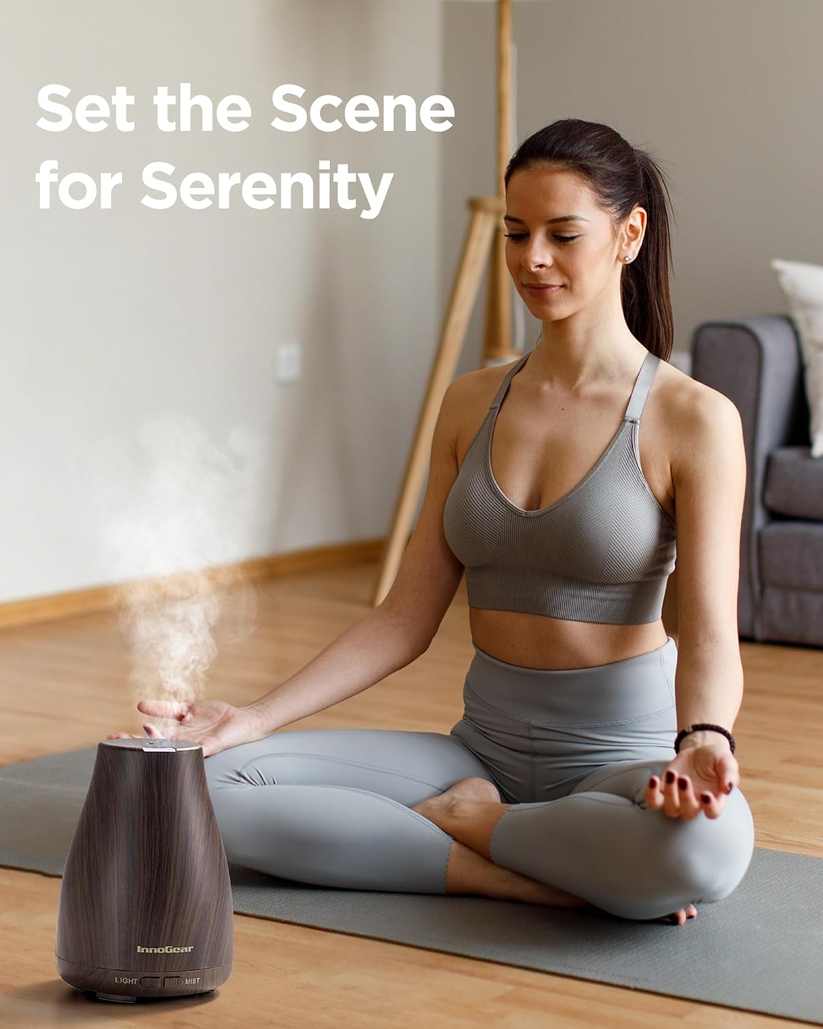 InnoGear Essential Oil Diffuser, Ultrasonic Diffusers for Home Aromatherapy Humidifier for Bedroom Room 7 Colors LED 2 Mist Mode Auto Off, Basic White