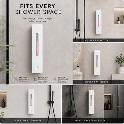 Shampoo and Conditioner Dispenser - Wall-Mounted 3-Chamber Shower Soap Dispenser, No-Drill, 1200ML Capacity, for Bathroom & Hotel