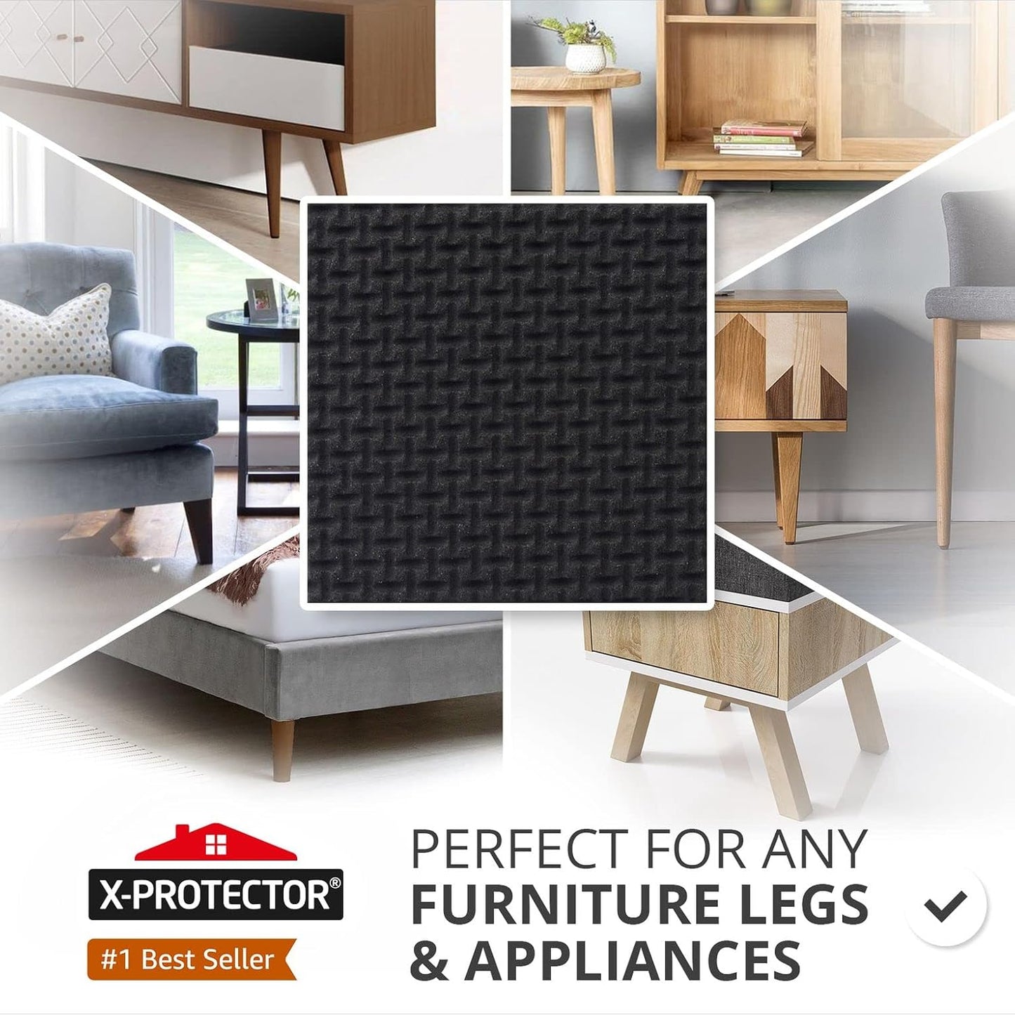 X-PROTECTOR Non Slip Furniture Pads – 24 pcs Premium Furniture Grippers 2"! | Best Self Adhesive Rubber Feet Furniture Feet – Ideal Non Skid Furniture Pad Floor Protectors – Keep Furniture in Place!